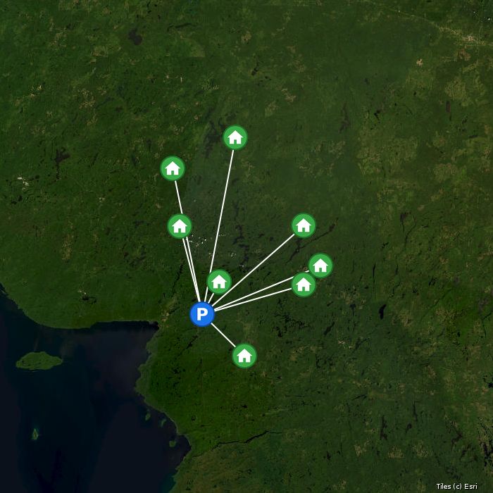 Satellite map of Air-Dale lodges and air base