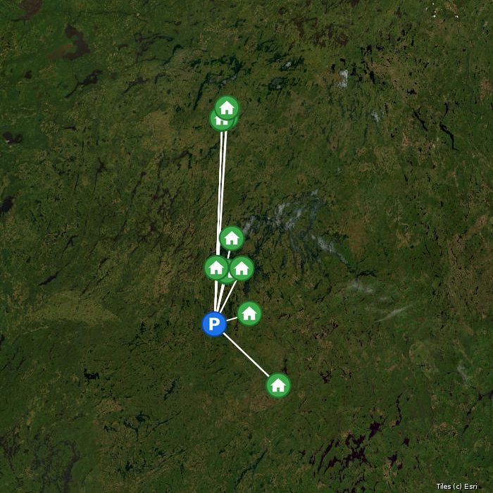 Satellite map of Air Tamarac lodges and air base