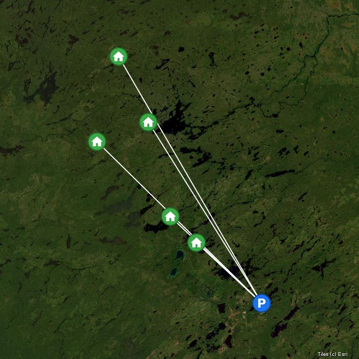 Satellite map of Andomoozwe Outfitters lodges and air base