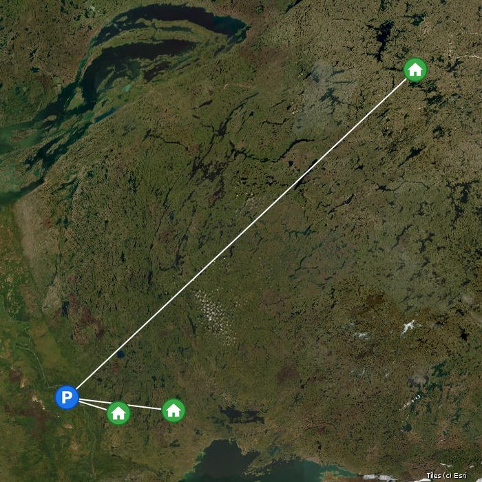 Satellite map of Andrew Lake Lodge lodges and air base