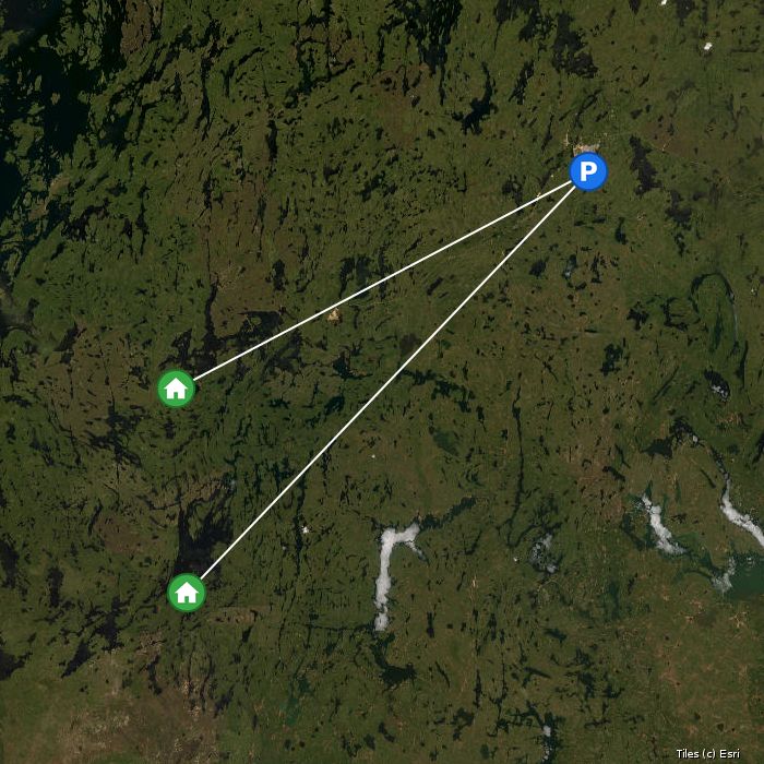 Satellite map of Bakers Narrows Lodge lodges and air base