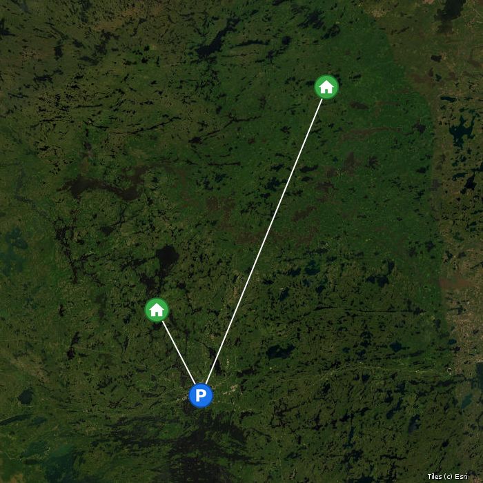 Satellite map of Barber's Resort lodges and air base