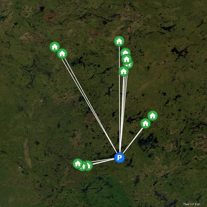 Satellite map of Black Moose Outposts lodges and air base