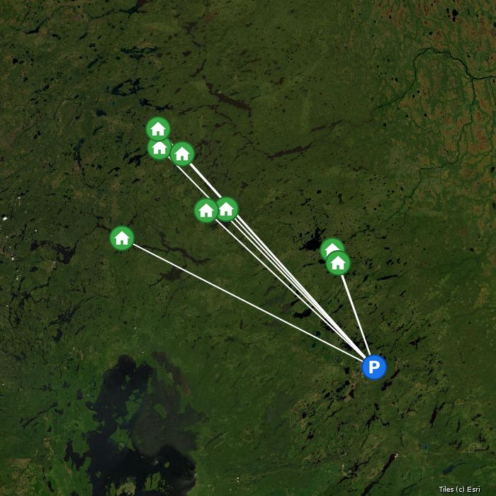 Satellite map of Boreal Forest lodges and air base