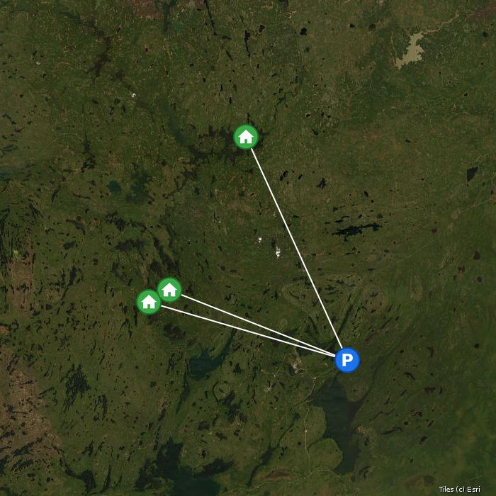 Satellite map of Burntwood Lake Lodge lodges and air base