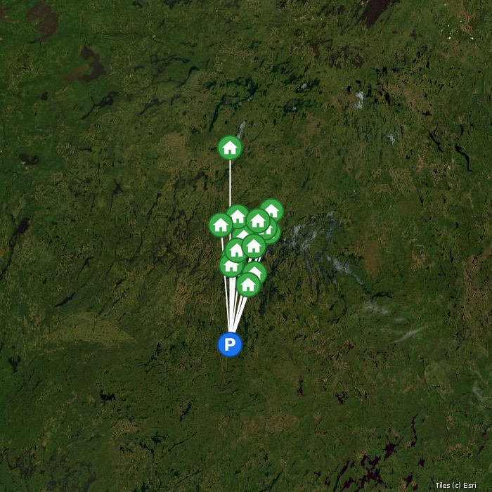 Satellite map of Caesar's North Camps lodges and air base
