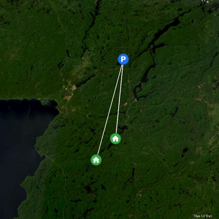 Satellite map of Camp Anjigami lodges and air base