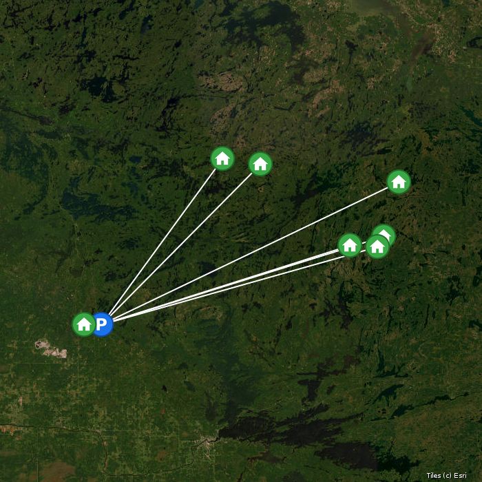 Satellite map of Canadian Fly-In Outposts lodges and air base