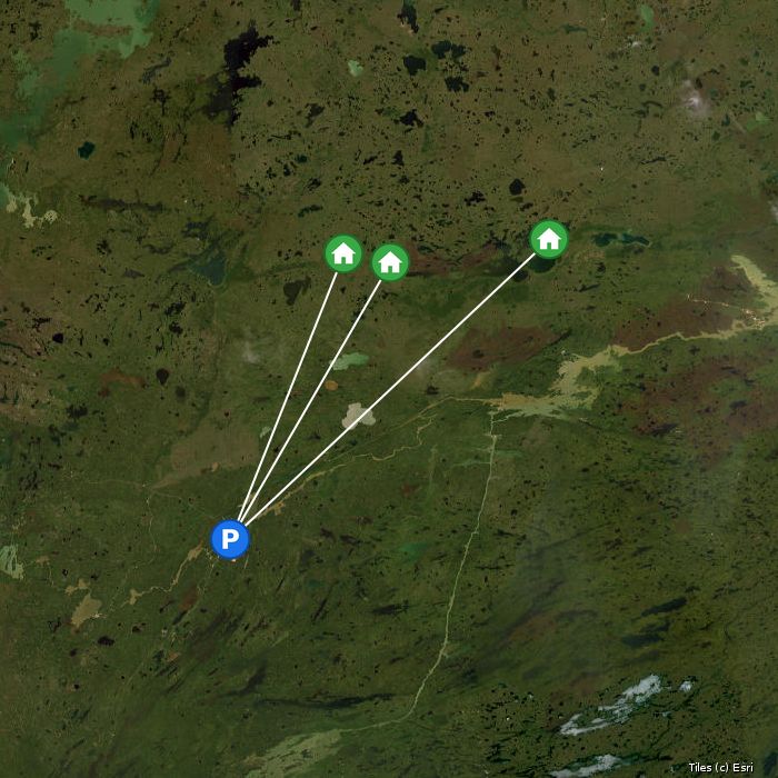 Satellite map of Dunlop's Fly-In Lodge & Outposts lodges and air base
