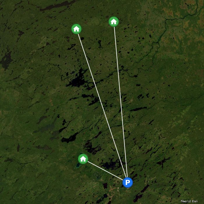 Satellite map of Dusey River Adventures lodges and air base