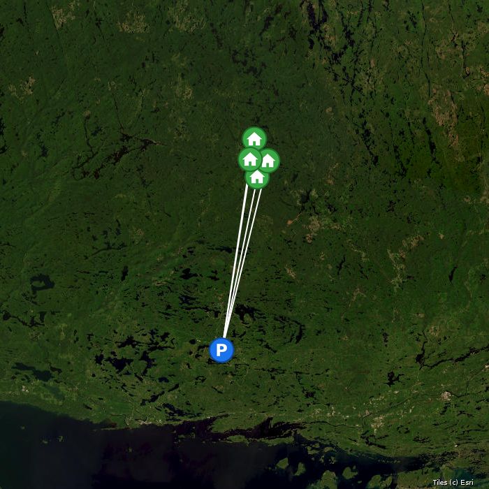 Satellite map of Glassy Bay Outfitters lodges and air base