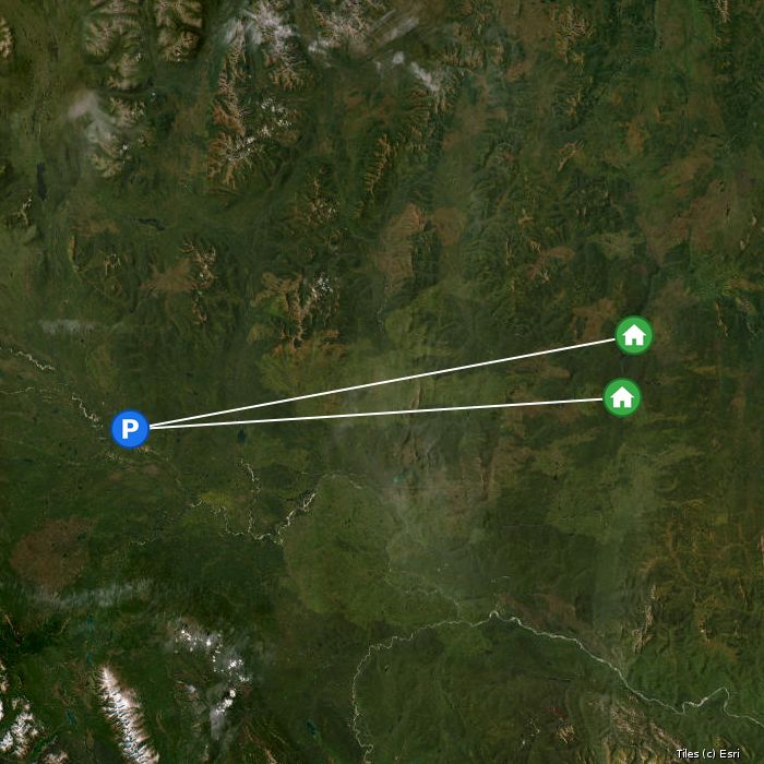 Satellite map of Grizzly Creek Lodge lodges and air base