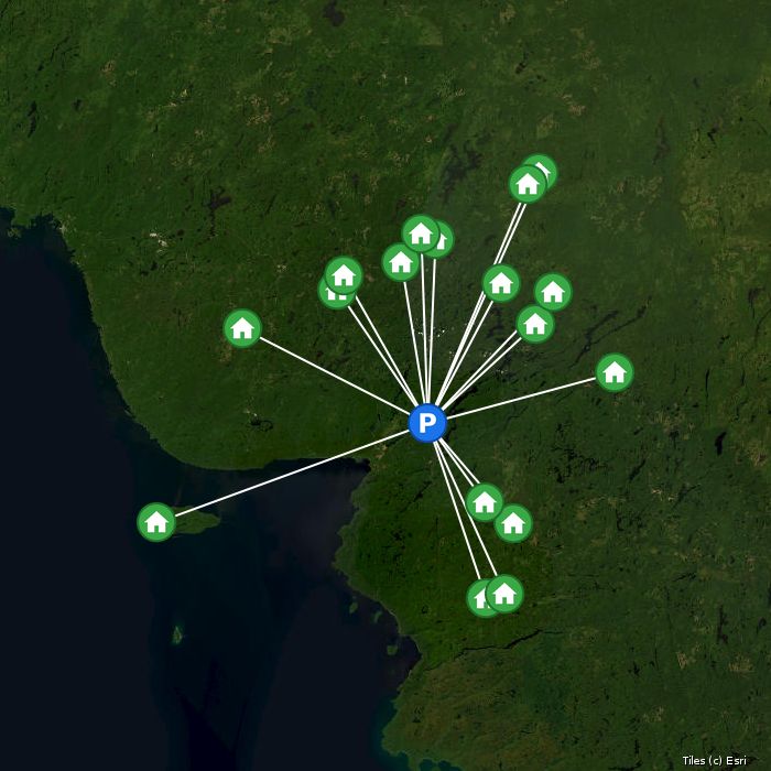 Satellite map of Hawk Air lodges and air base