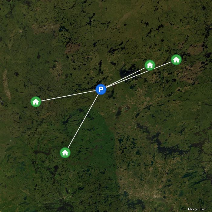 Satellite map of Jack Green's Fly-In Camps lodges and air base