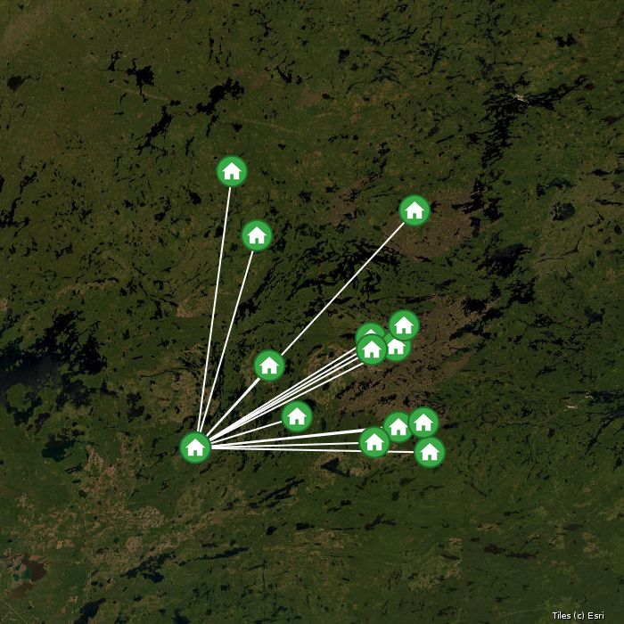 Satellite map of KaBeeLo Lodge lodges and air base