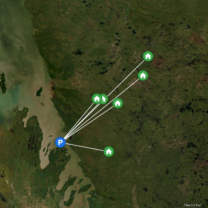 Satellite map of Kitchi Island Outposts lodges and air base
