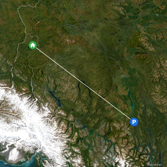 Satellite map of Kluane Wilderness Lodge lodges and air base