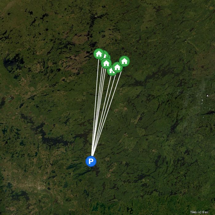 Satellite map of Knobby's Fly-In Camps lodges and air base