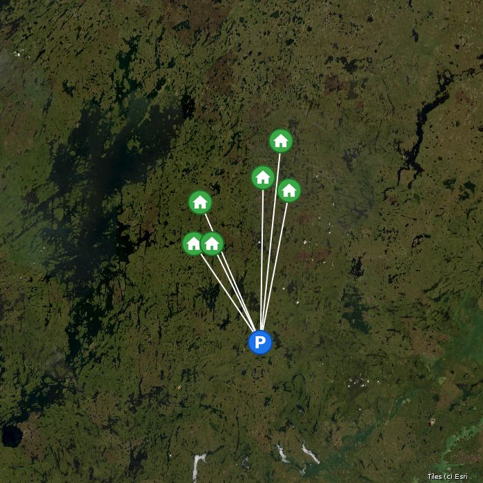 Satellite map of Lynn Lake Fly-in Outpost Camps lodges and air base