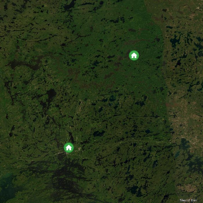 Satellite map of Maynard Lake Lodge and Outpost lodges and air base