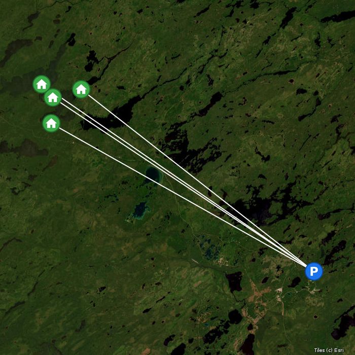 Satellite map of Meta Lake Lodge lodges and air base