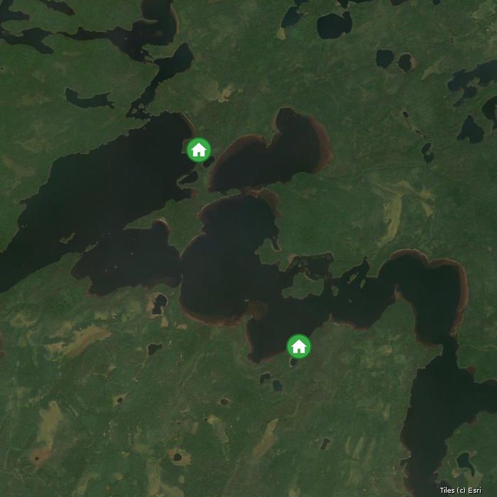 Satellite map of Moose Point Lodge lodges and air base