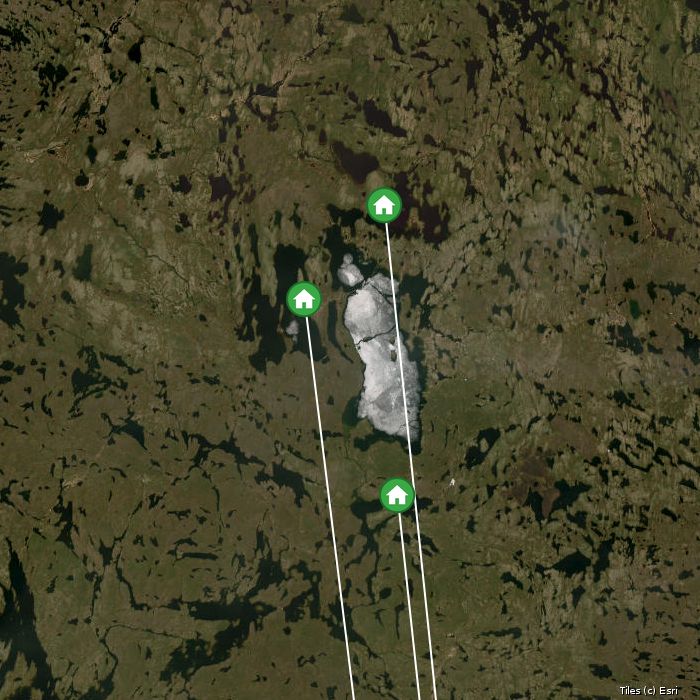 Satellite map of Munroe Lake Lodge lodges and air base