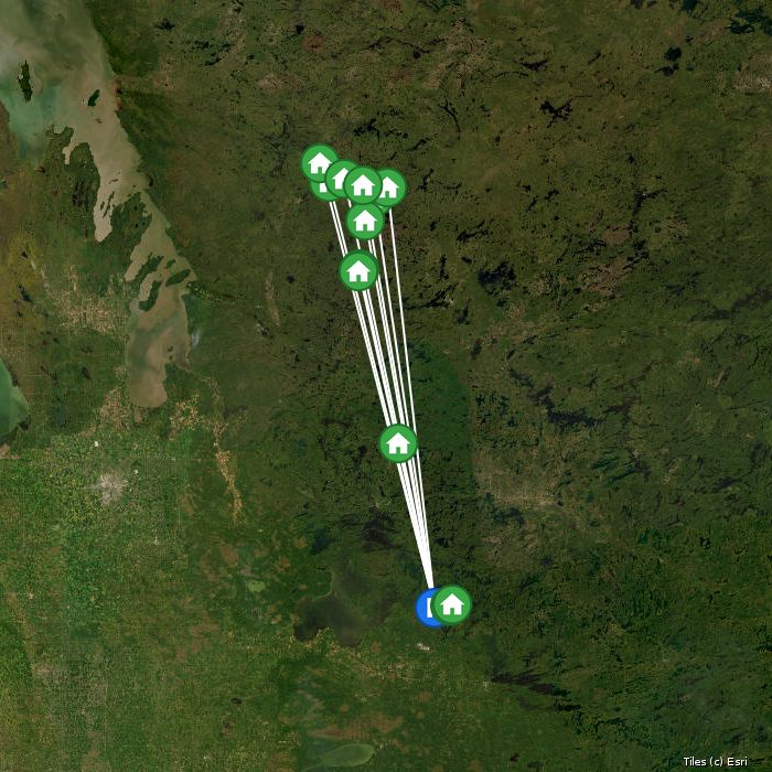 Satellite map of Nestor Falls Fly-in Outposts lodges and air base