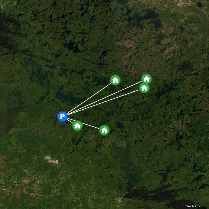 Satellite map of Northwest Flying Inc. lodges and air base