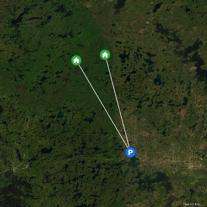 Satellite map of Oak Lake Lodge & Outpost lodges and air base