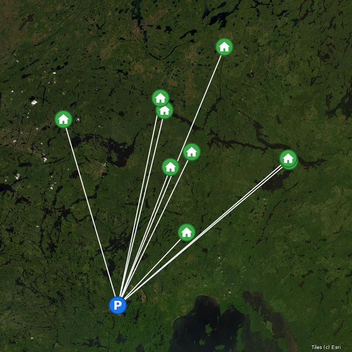 Satellite map of Ogoki Frontier lodges and air base