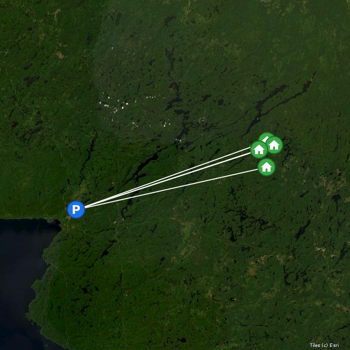 Satellite map of Park's Fly-in fishing lodges and air base