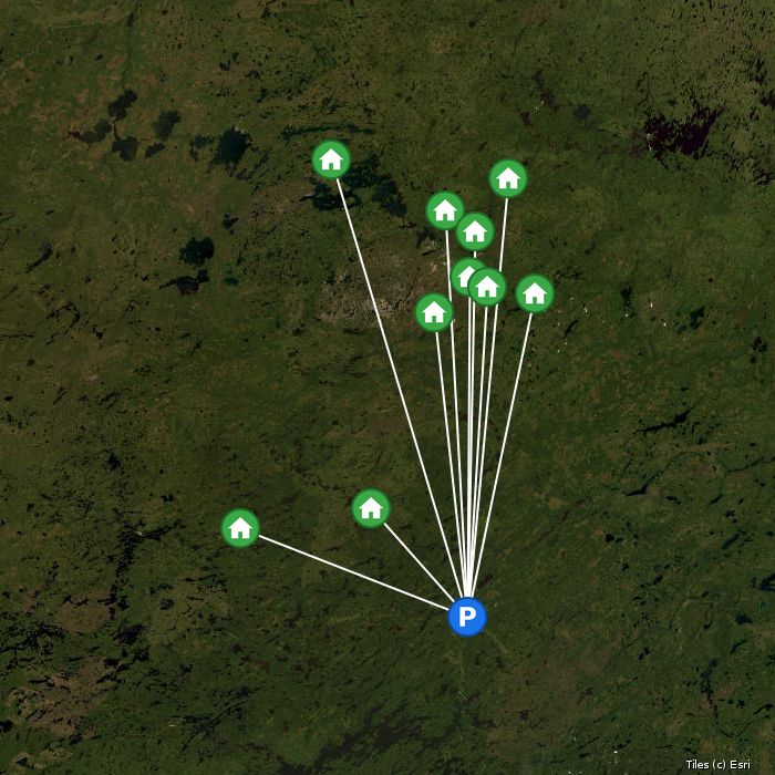 Satellite map of Pickle Lake Outposts lodges and air base