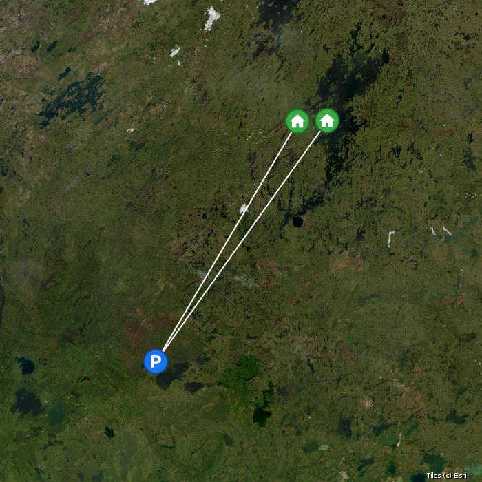 Satellite map of Reindeer Lake Lodge lodges and air base