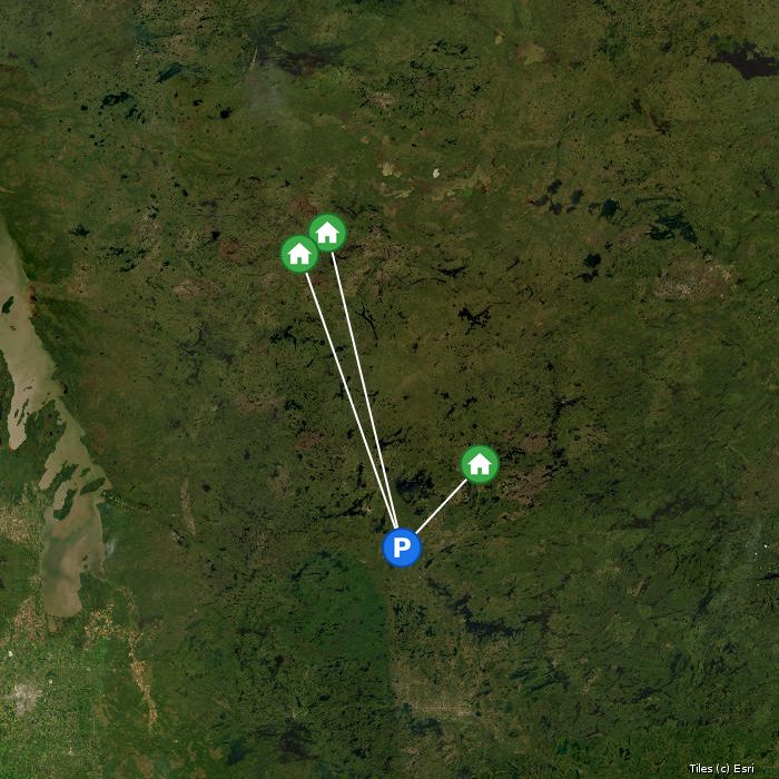 Satellite map of Showalter's Fly-In Outposts lodges and air base