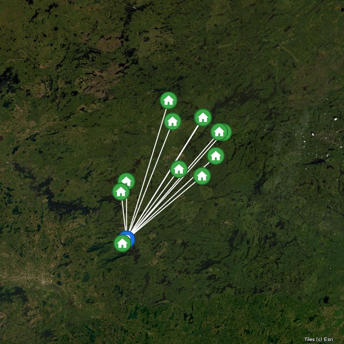 Satellite map of Slate Falls Outposts lodges and air base