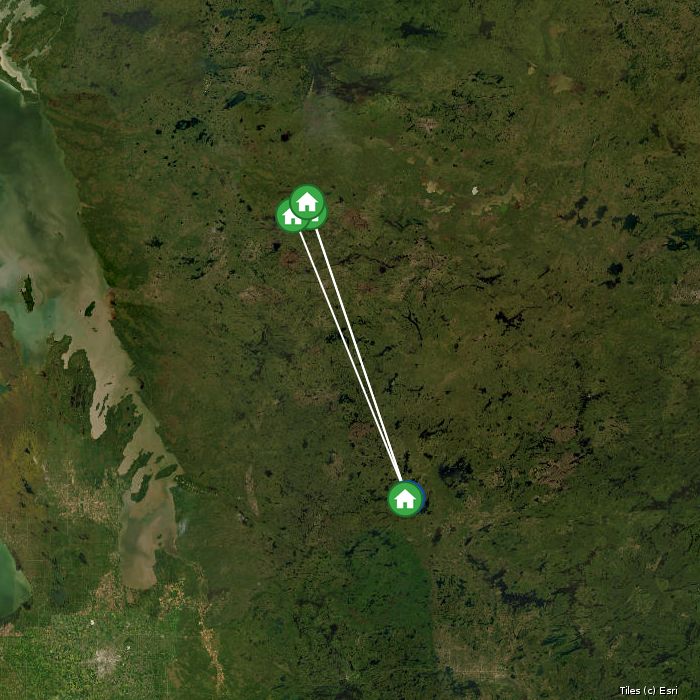 Satellite map of Sportsman's Lodge and Outposts lodges and air base