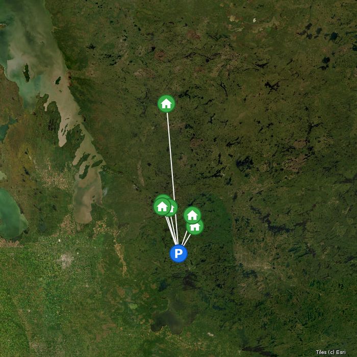 Satellite map of The Outpost Company lodges and air base