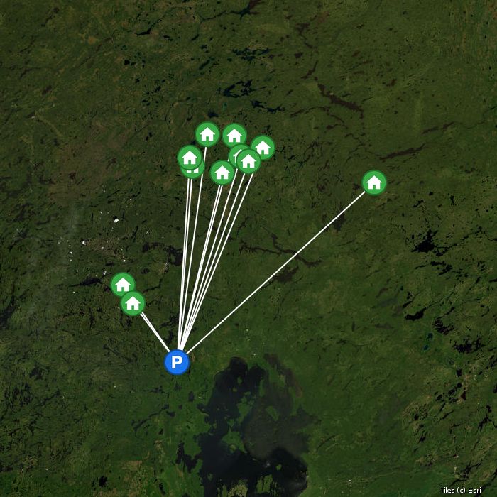Satellite map of Thunderhook Fly-Ins lodges and air base