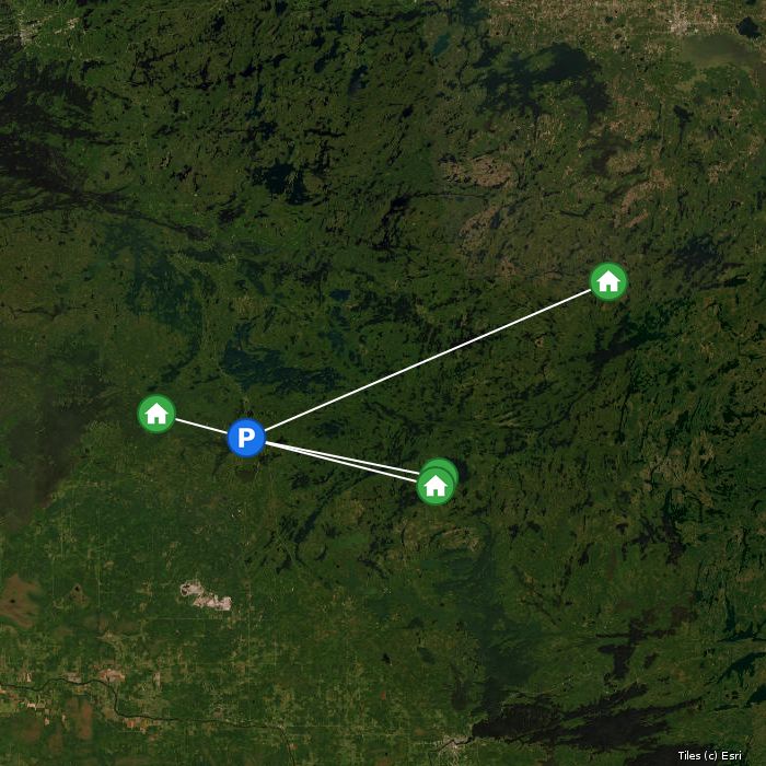 Satellite map of Tinker's Places lodges and air base