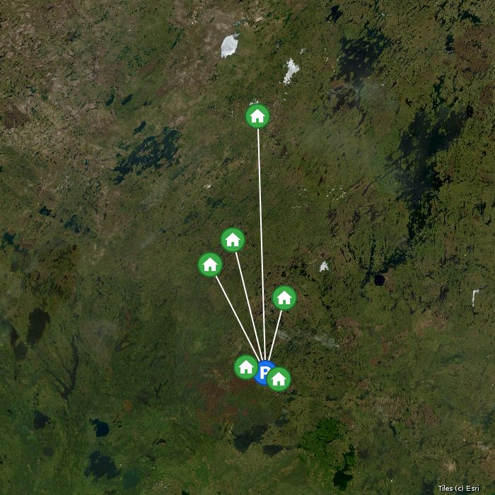 Satellite map of Twin Falls Lodge lodges and air base