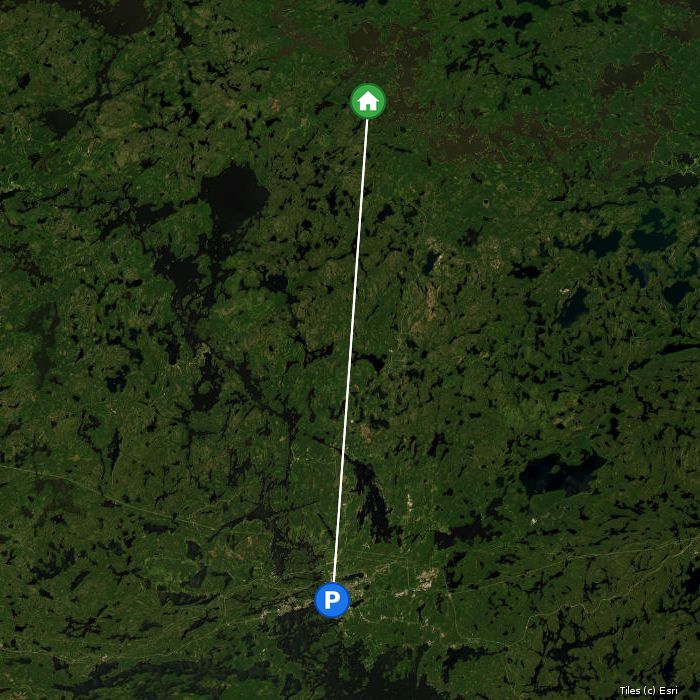 Satellite map of Walleye Lake Outposts lodges and air base