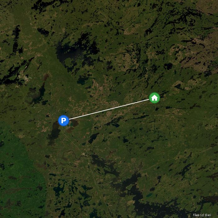 Satellite map of Wenasaga Outposts lodges and air base