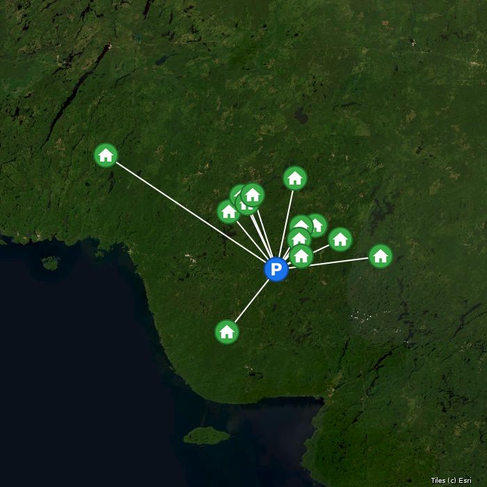 Satellite map of White River Air lodges and air base