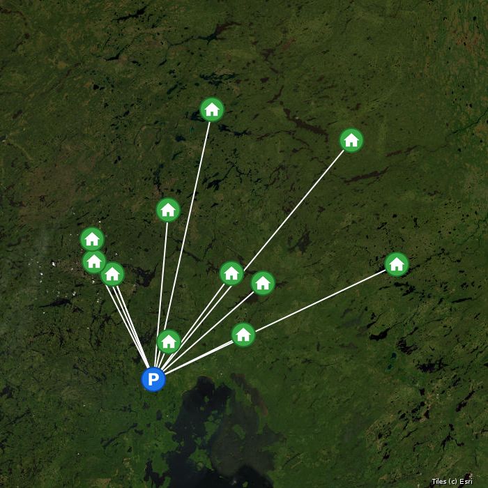 Satellite map of Wilderness North lodges and air base