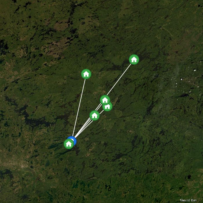 Satellite map of Winoga Lodge lodges and air base