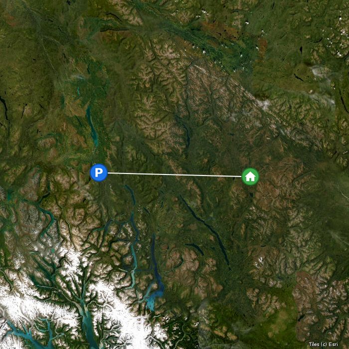Satellite map of Wolf Lake Wilderness Lodge lodges and air base