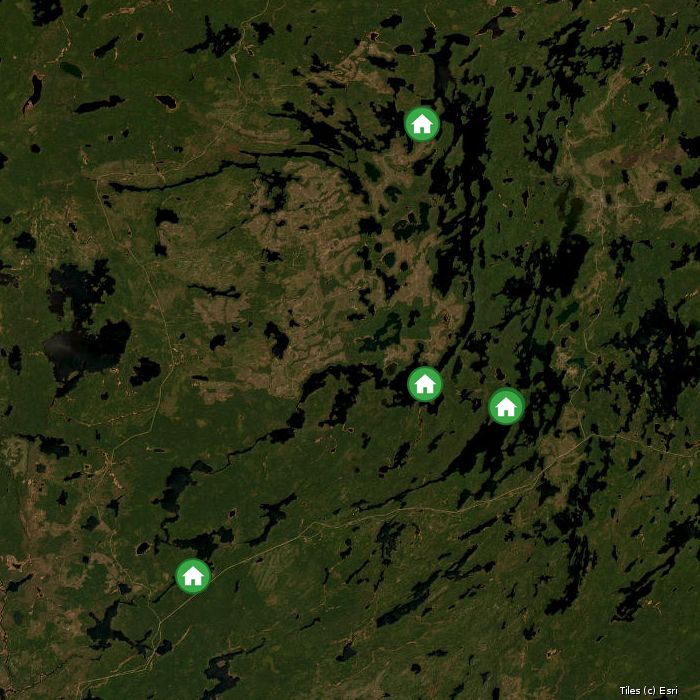 Satellite map of Woman River Camp lodges and air base