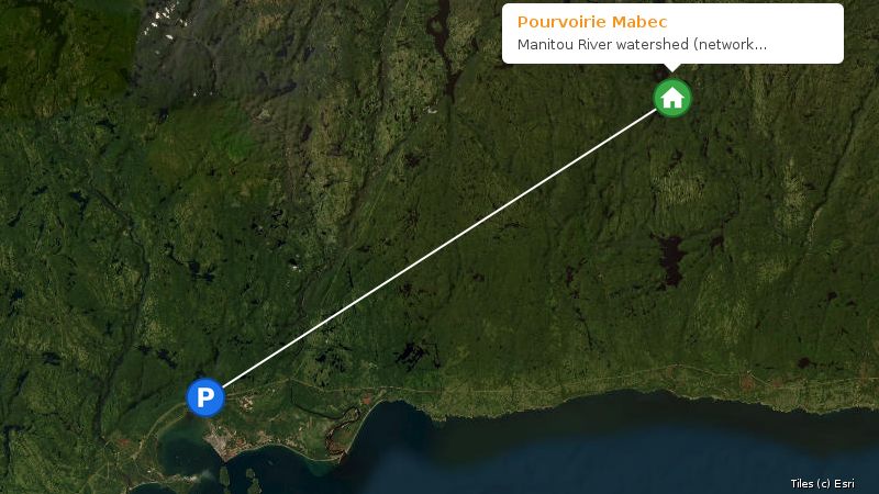 Map preview of the lake and surrounding area